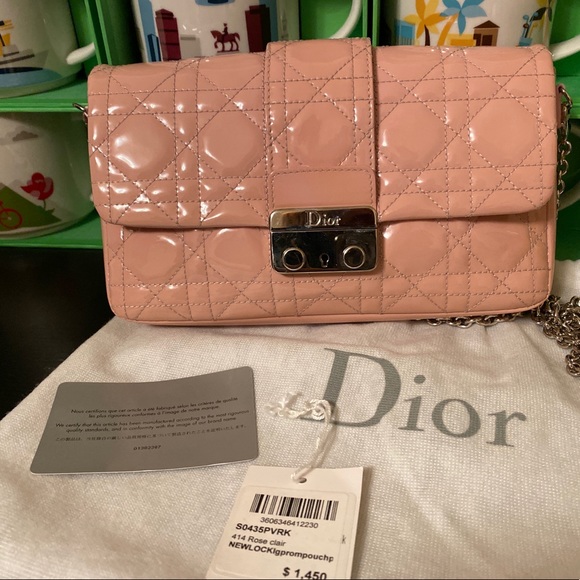 DIOR Lock Pochette, Prom Pouch, - 414 Rose Clair - Picture 1 of 5